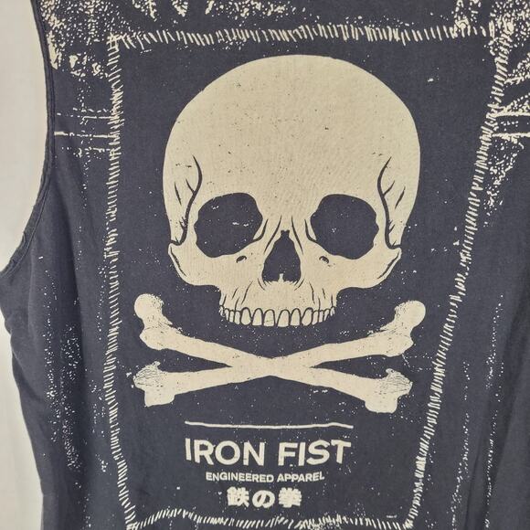 Iron Fist Positive Force black skull tank top Size Large Grunge Goth Punk Biker - Picture 5 of 6
